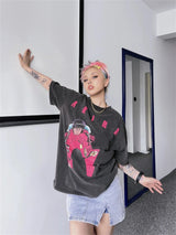 anime streetwear top featuring 24ss summer vintage retro anime printing high street t shirt tops
