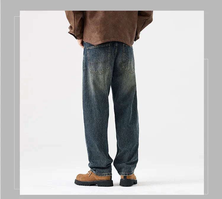 mens streetwear fashion loose casual plus size straight wide leg denim baggy jeans pants boyfriend jeans trousers unique jeans style 2933
