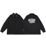 Neck Letter Embroidery Vintage Black Shirts for Men and Women Lapel Streetwear Baggy Camisas Y2k Ropa Hombre Casual Clothing