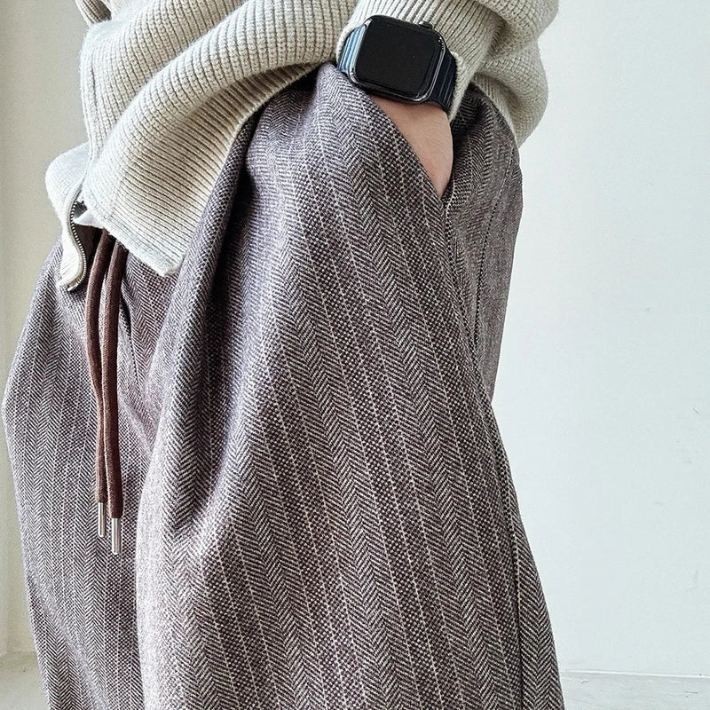 mens pants thick woolen casual pants autumn streetwear fashion personality versatile trend comfort wide leg pants mens clothing unique default style 177