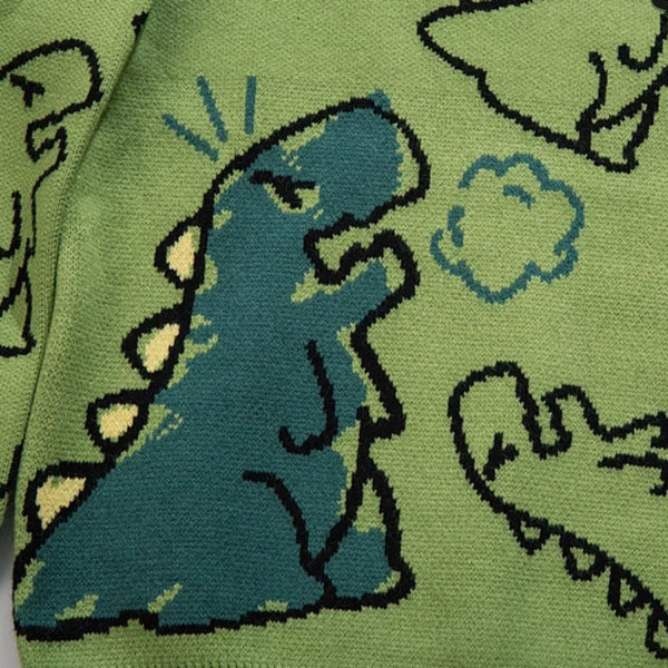 fashion knitted sweater autumn winter o neck dinosaur pattern pullover streetwear unisex casual loose sweaters jumper knitwears unique limited edition hoodie, urban wear with bold artwork, streetwear fashion hoodie