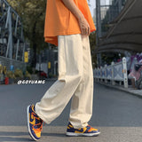 summer casual y2k streetwear straight pants men breathable korean fashion drape trousers solid color wide leg baggy sweatpants unique joggers style 3410