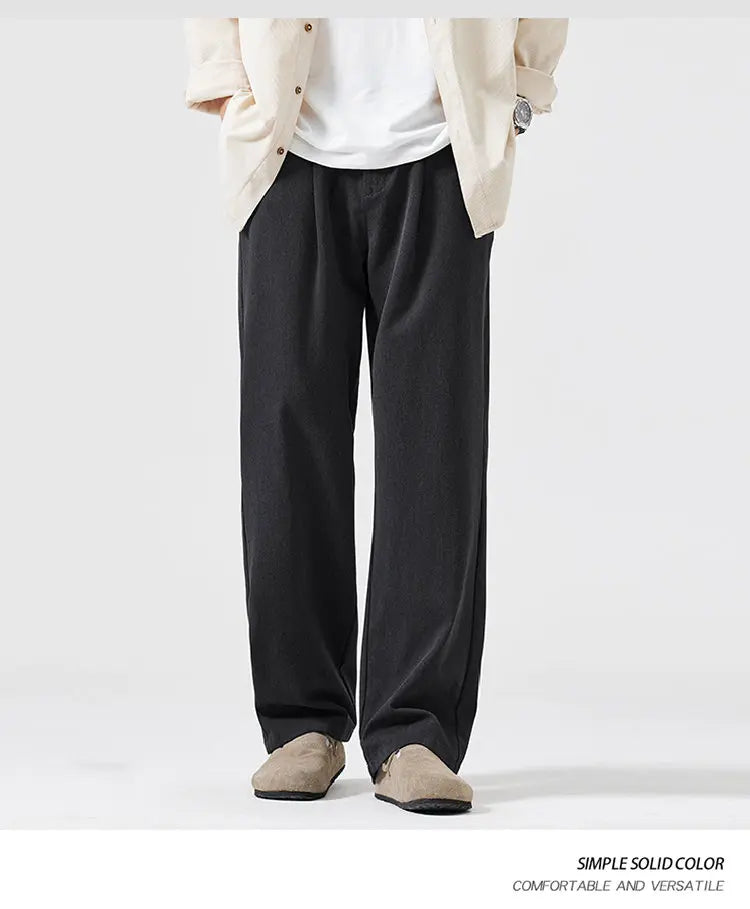 simple casual pants mens spring autumn loose fashion straight wide leg plus size pants cityboy streetwear trousers unique default style 2256