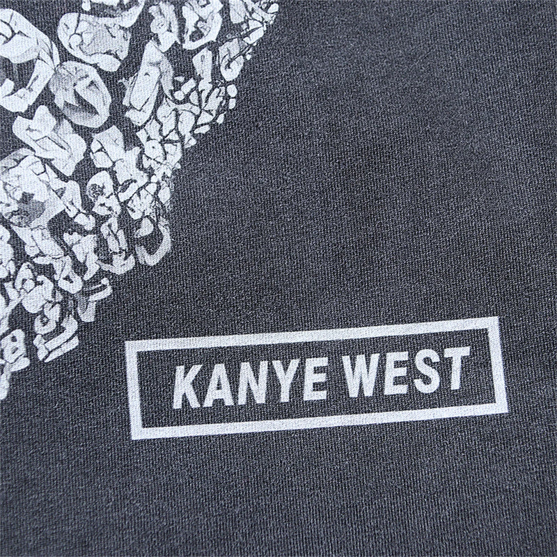 Vintage Retro KANYE WEST ALBUM Print High-Street Hip-Pop Cotton Washed Casual Oversized Tops T-Shirt