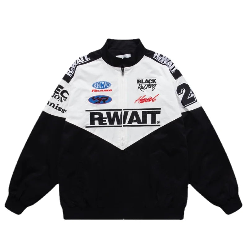 hip hop streetwear racing jacket coat men letter embroidery harajuku cotton casual spring outwear black fashion photo stylish - variant style 9b4f28 for streetwear fashion