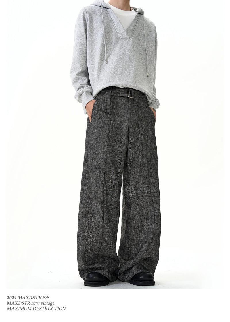 men women streetwear fashion loose casual belt wide leg suit pant boyfriend straight trousers baggy pants unique default style 2363