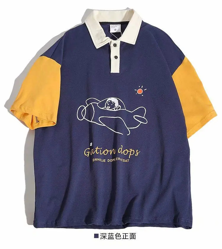 Harajuku Melting smiley – 2024 Summer New Trendy Men And Women Polo Short Sleeved Coup