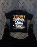 Glitchcore Tribal flame – American Gothic Quirky Letter Print Oversized T Shirt Mens F