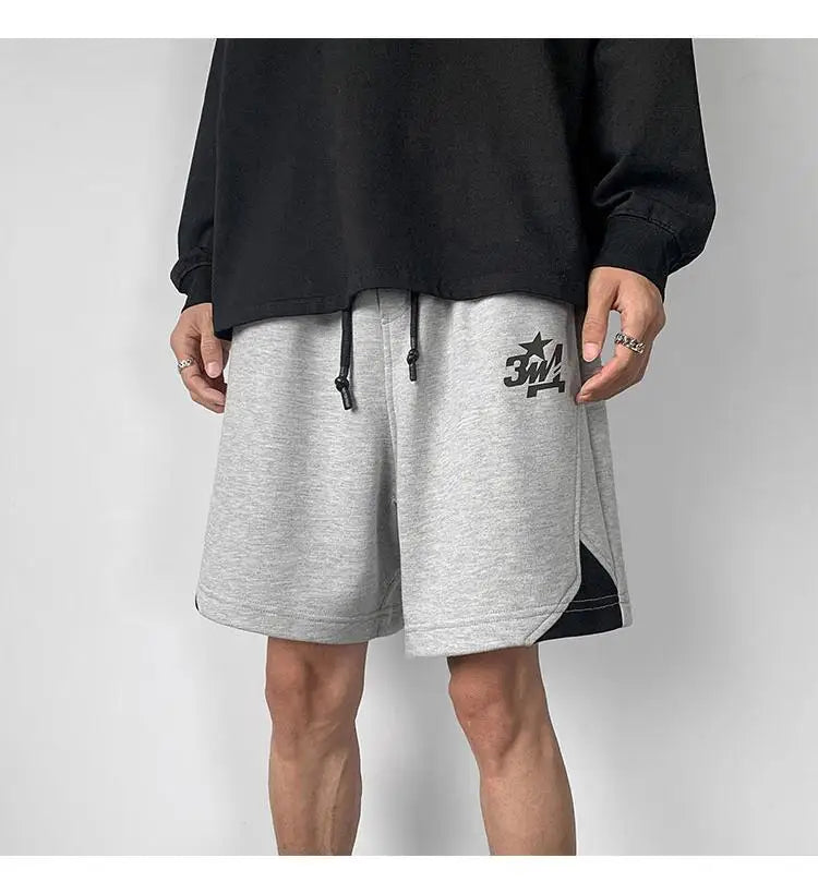 Korean fake two-piece sports basketball shorts men summer American fashion