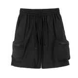 High Street Cargo Jogging Shorts Functional Khaki Cargo Shorts Men's Waterproof Zipper Pockets Casual Baggy Sweat Shorts