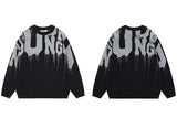 techwear flame knit sweater with structured oversized fit, ideal for cold streetwear layers, men’s streetwear clothing piece 