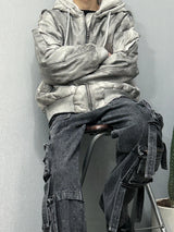 Urban Grunge Double-Layer Hoodie – Leather Texture Streetwear