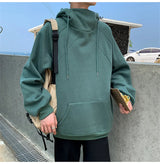 Autumn Turtleneck Fleece Hoodies Men 2024 New High Street Oversize Pullover Hoodie Unisex Y2K Vintage Hooded Sweatshirts Clothes