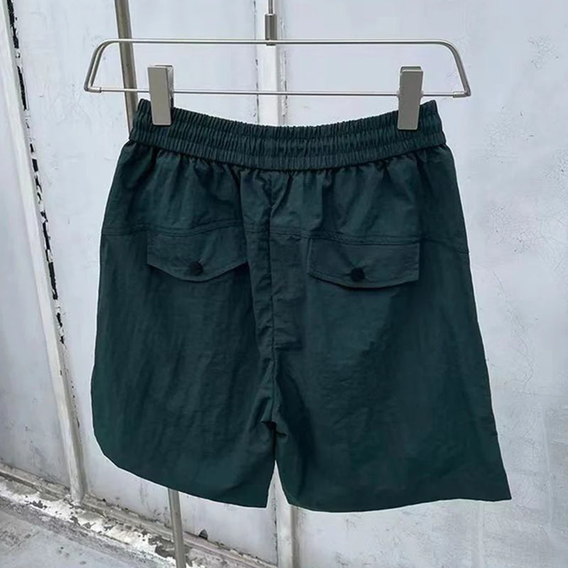Mens Y2k Two-Piece Set 2024 Summer New Casual Loose High-Quality Zipper Fashion Hooded Work Top Solid Color Trendy Shorts Set