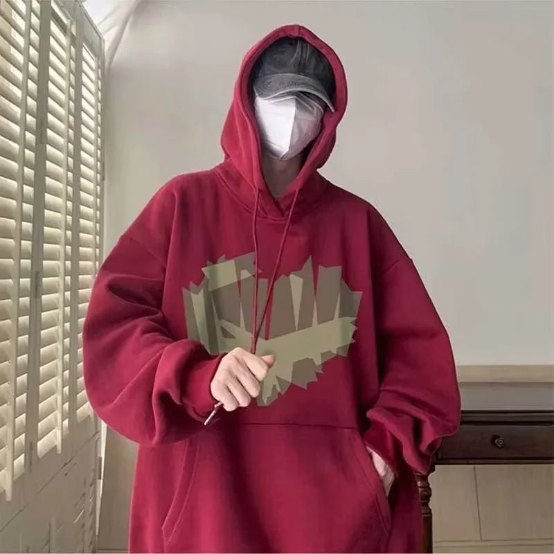 Autumn New Love Graphic Print Hoody Sweatshirts Man Hip Hop Oversized