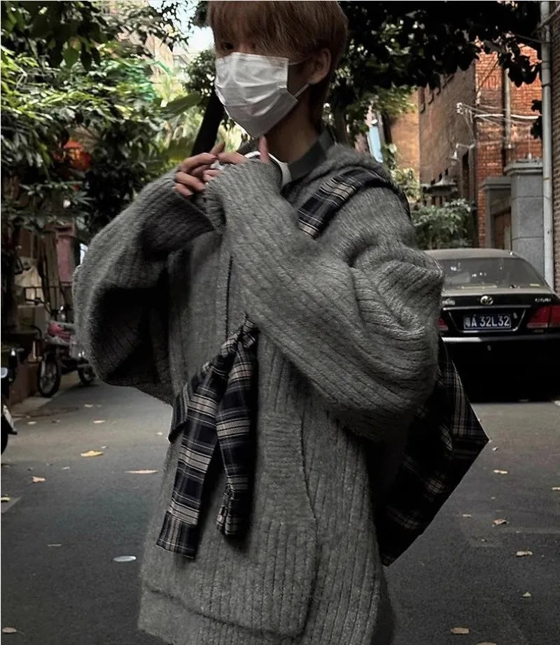 layered flame street knit, photo-ready knit, trendy urban fashion top for men, layered streetwear look
