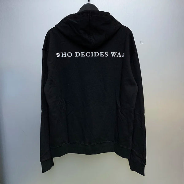 Black Who Decides War Hoodies Chaopai Vintage Heavyweight Men Woman Ov