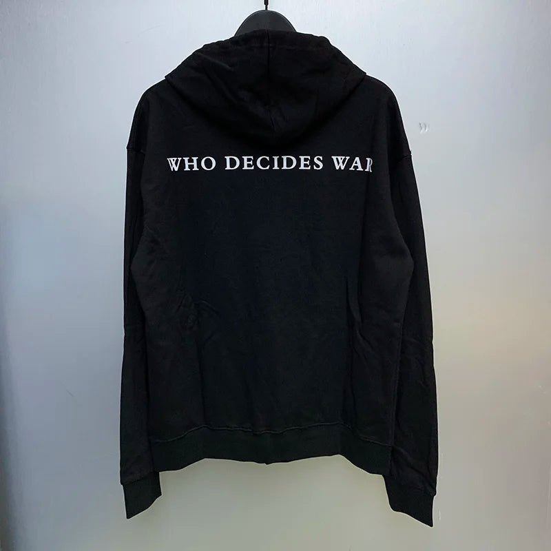 Black Who Decides War Hoodies Chaopai Vintage Heavyweight Men Woman Ov