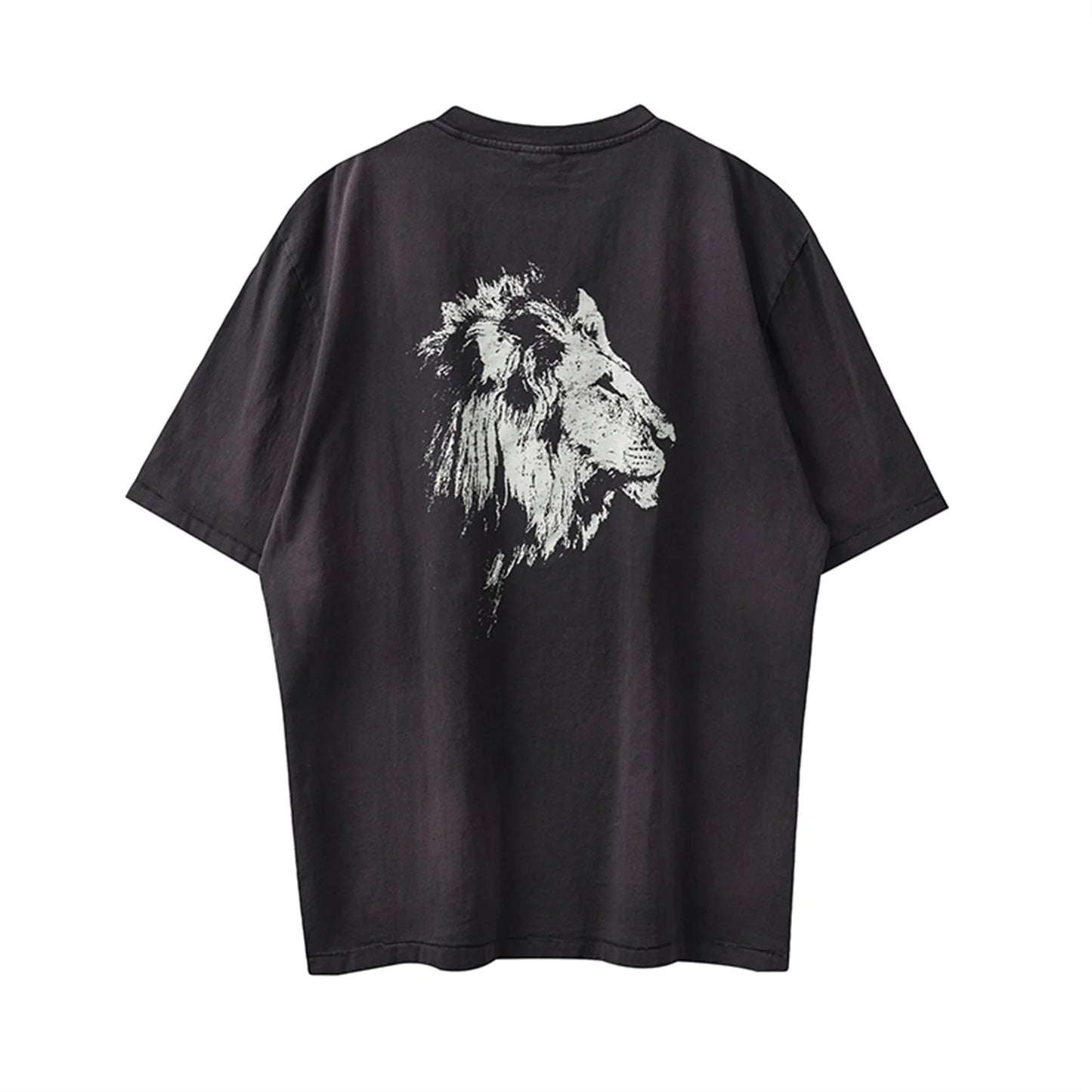 Trapwear Oversized shirt – 2024 Summer Vintage Fashion Charcoal Black Split Print Sheep