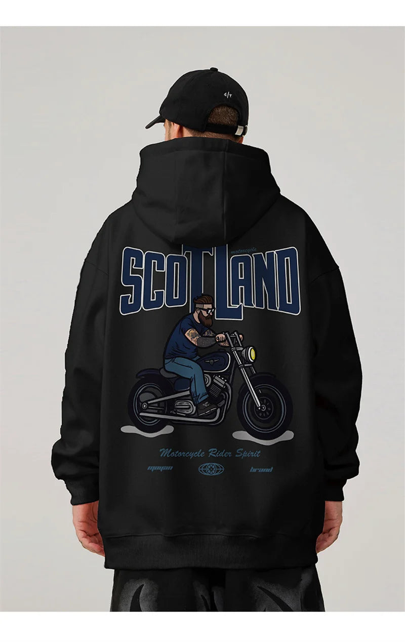 Autumn Motorcycle Mens Printed Hoodies Hip Hop Fashion Streetwear Bagg