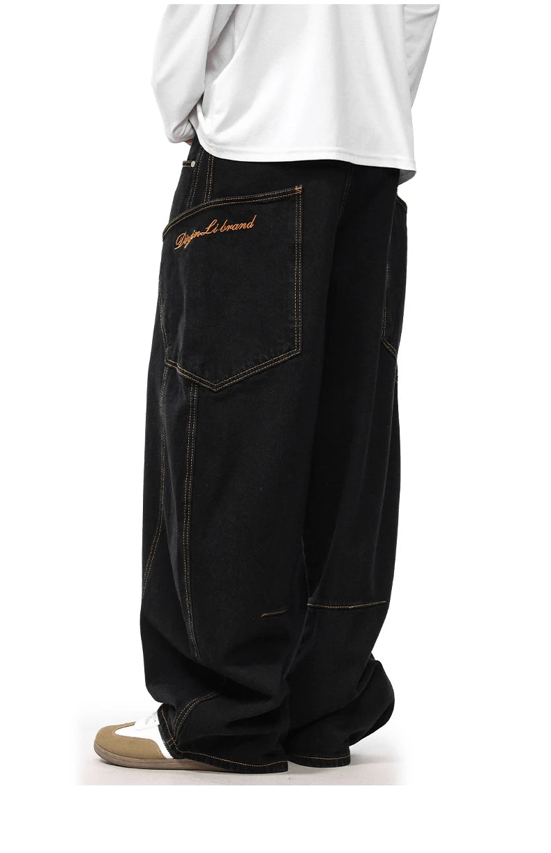 men women streetwear fashion vintage loose casual wide leg denim cargo baggy jeans pants cityboy harem trousers unique cargo style 1407