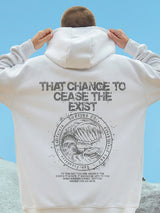 Wave Graphics Letter Print Loose Casual Fleece Hoodies For Men Autumn