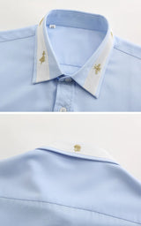 New 2022 Luxury Men Classic Embroidered bee Snake UFO Fashion Cotton Casual Shirts Shirt High Quality Short Sleeves A71