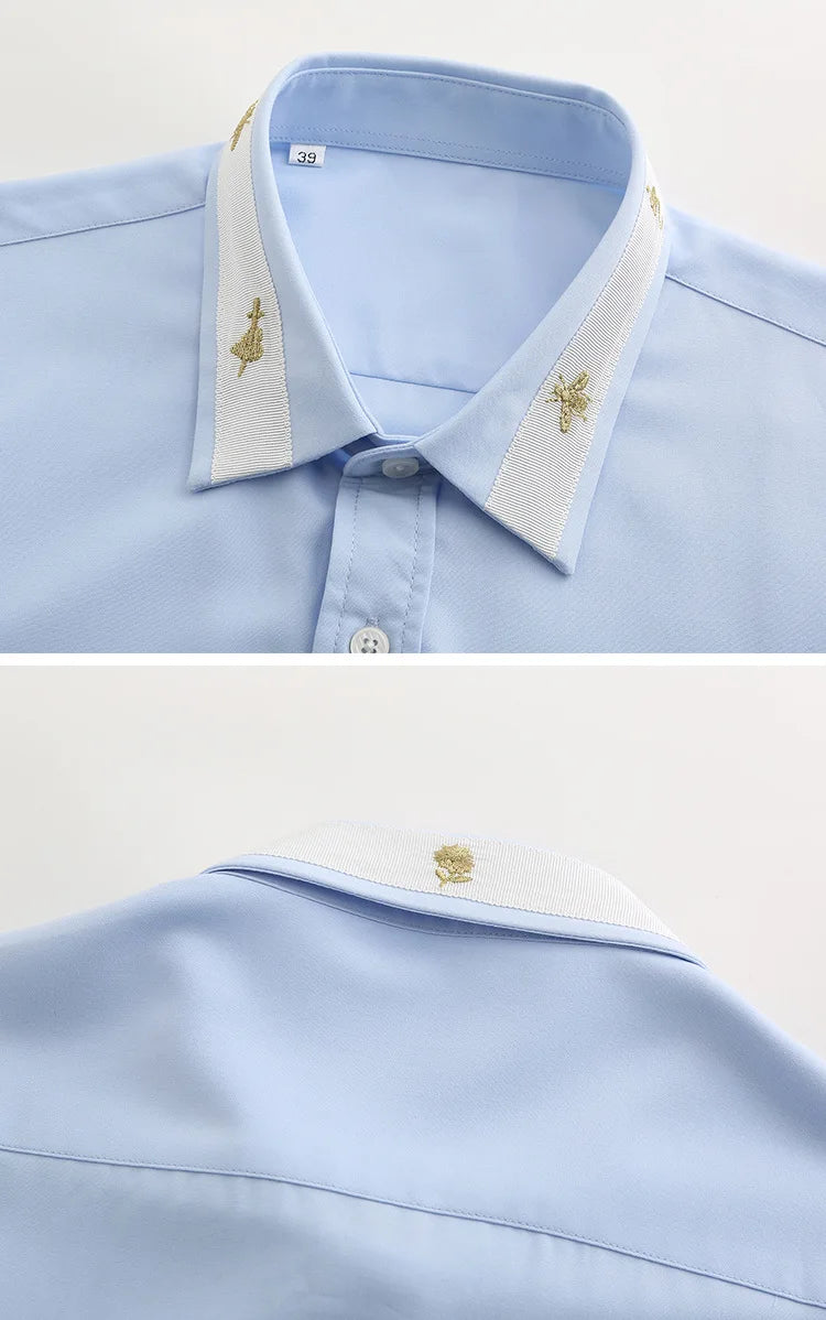 New 2022 Luxury Men Classic Embroidered bee Snake UFO Fashion Cotton Casual Shirts Shirt High Quality Short Sleeves A71