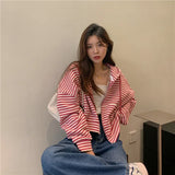 Autumn And Winter New Korean Style Ins Casual Sports Style Striped Hoo
