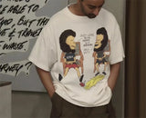 24SS New Vintage Retro Cartoon Printing High-Street Casual Loose T-Shirt Tops