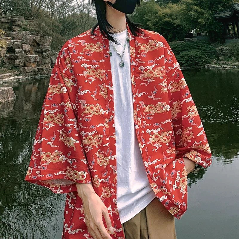 Lightweight Kimono Jacket Dragon Print Kimono Cardigan New Arrival Street Shirt Harajuku Kimono