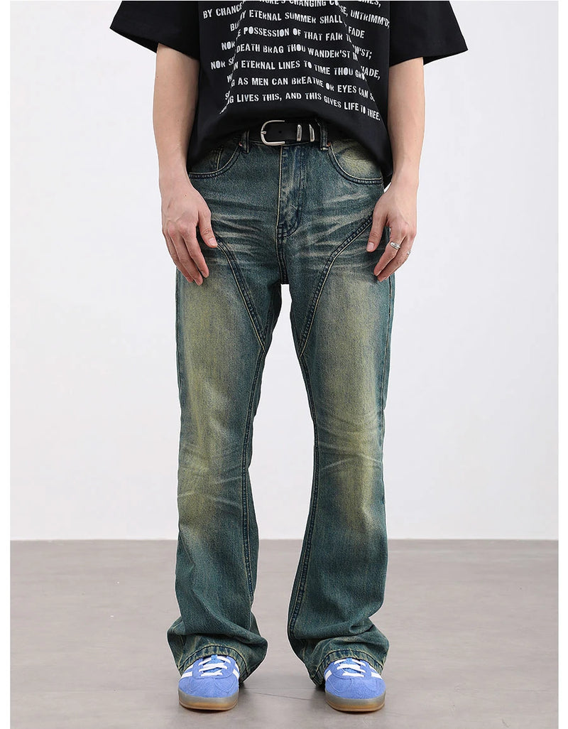 retro washed denim baggy jeans pants unisex hip hop fashion streetwear harajuku patchwork loose flare straight pants joggers men unique joggers style 2265
