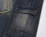 retro washed denim jeans destroyed ripped loose mens biker jeans side pocket fashion streetwear hip hop straight pants joggers unique joggers style 2218