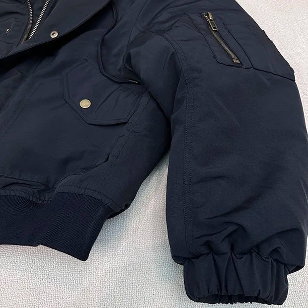 2024AW new cotton dress solid color hooded multi-pocket jacket