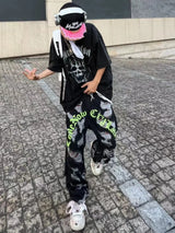 destroy ripped holes front letters embroidery denim jean pants men casual harajuku jean trouser hip hop streetwear pants joggers sporty tapered joggers