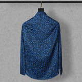 New 2021 Men 3D luxurious Wave point Polka dots Print Fashion Silk Casual Shirts Shirt high Pocket Long-sleeves S 2XL #A160