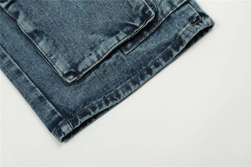 vintage multi pocket jeans mens harajuku cargo denim pants retro hip hop straight loose jean pants men clothing 1 unique cargo style 477