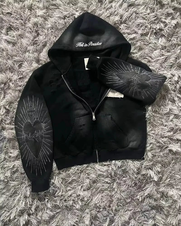Street Y2K New Fashion Joker Fleece Padded Zipper Hoodie Women Harajuk