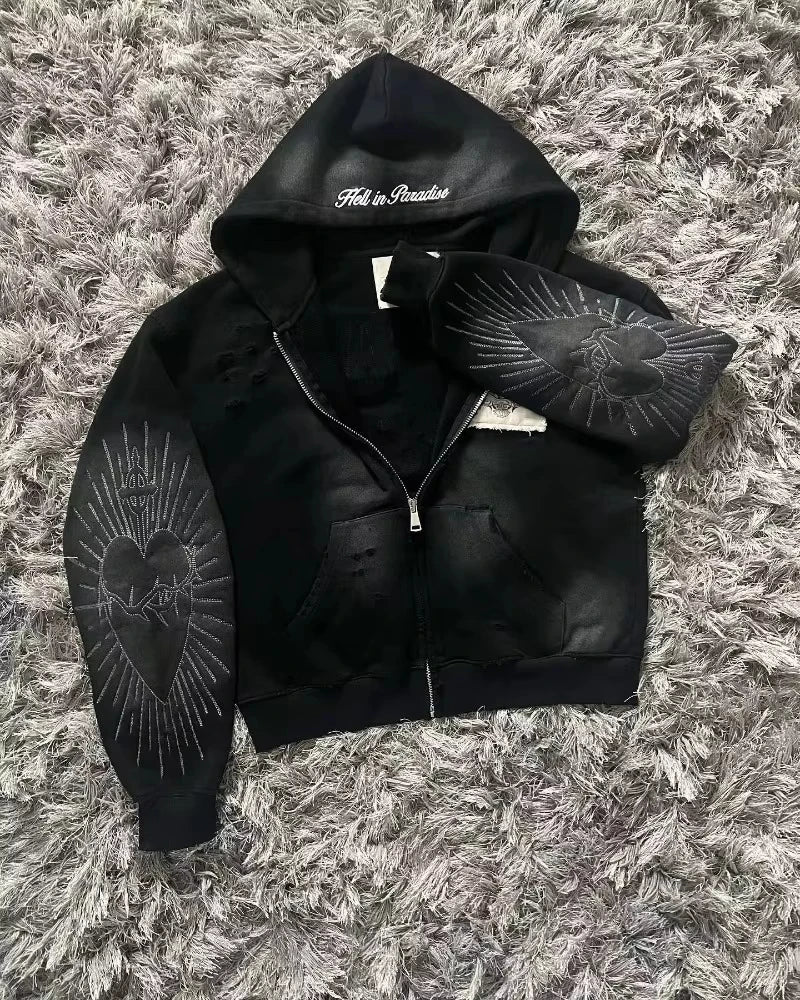 Street Y2K New Fashion Joker Fleece Padded Zipper Hoodie Women Harajuk
