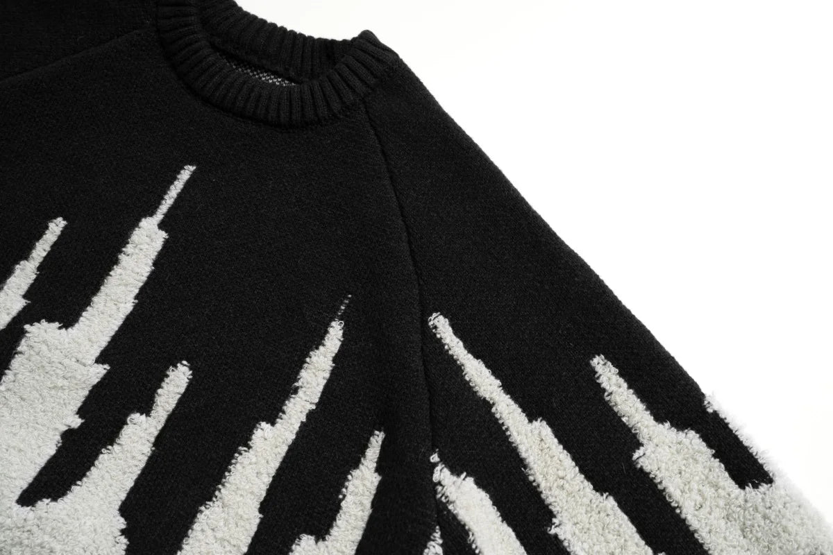 fashion pattern knitted sweater mens casual drop shoulder pollover unisex harajuku y2k streetwear loose knit sweaters jumpers - graphic printed hoodie for men and women, 2025 streetwear drop, gothic aesthetic hoodie for winter
