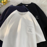 Gothic Oversized shirt – Korean Style Solid Color Short Sleeved Men Summer Japanese S