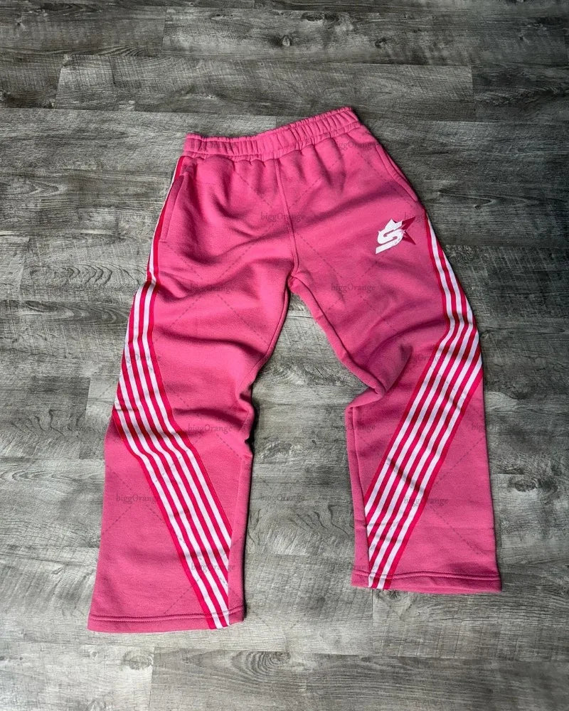 hip hop trendy brand streetwear high street retro striped baggy sweatpants men y2k harajuku drawstring wide leg casual trousers unique joggers style 2684
