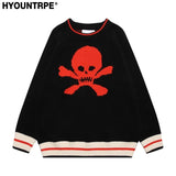 hip hop knitted sweater mens autumn winter o neck skulls pullover streetwear casual warm loose sweaters unisex jumpers knitwear unique limited edition hoodie, trendy hip hop style outerwear, Y2K vintage urban hoodie