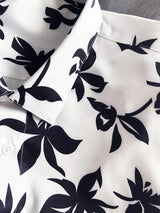 New 2021 luxury Men Classic Hibiscus Flowers Fashion 50% Silk Casual Shirts Shirt high quality Pocket Short sleeves #A48