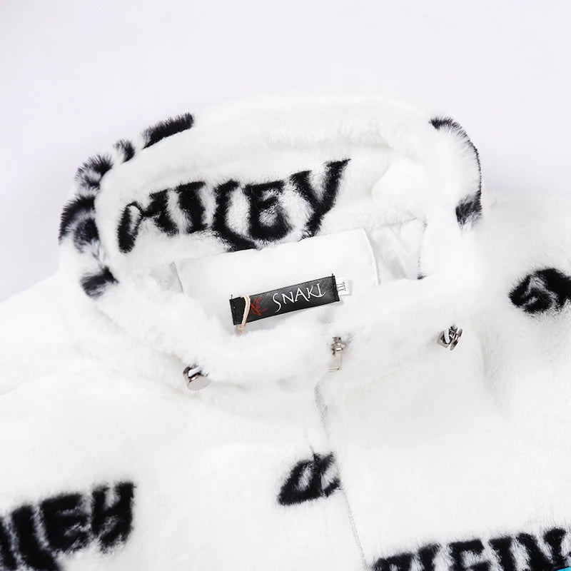 Abcvan Snaki 2023 New High Quality Smiling Face Rabbit Hair Cotton Coat Men's and Women's Coat