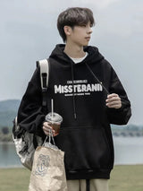 American Retro Casual Hoodies For Men Letter Printed Loose Fit Hooded