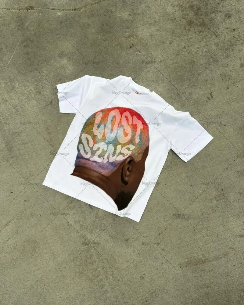 European and American New Summer Short-sleeved Y2k  Anime Portrait Print Oversized T-shirt Tops Harajuku Fashion Couple Clothing