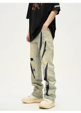 irregular graffiti prtinted denim jean pants casual distressed washed biker jeans hip hop streetwear y2k mens straight joggers unique joggers style 4864