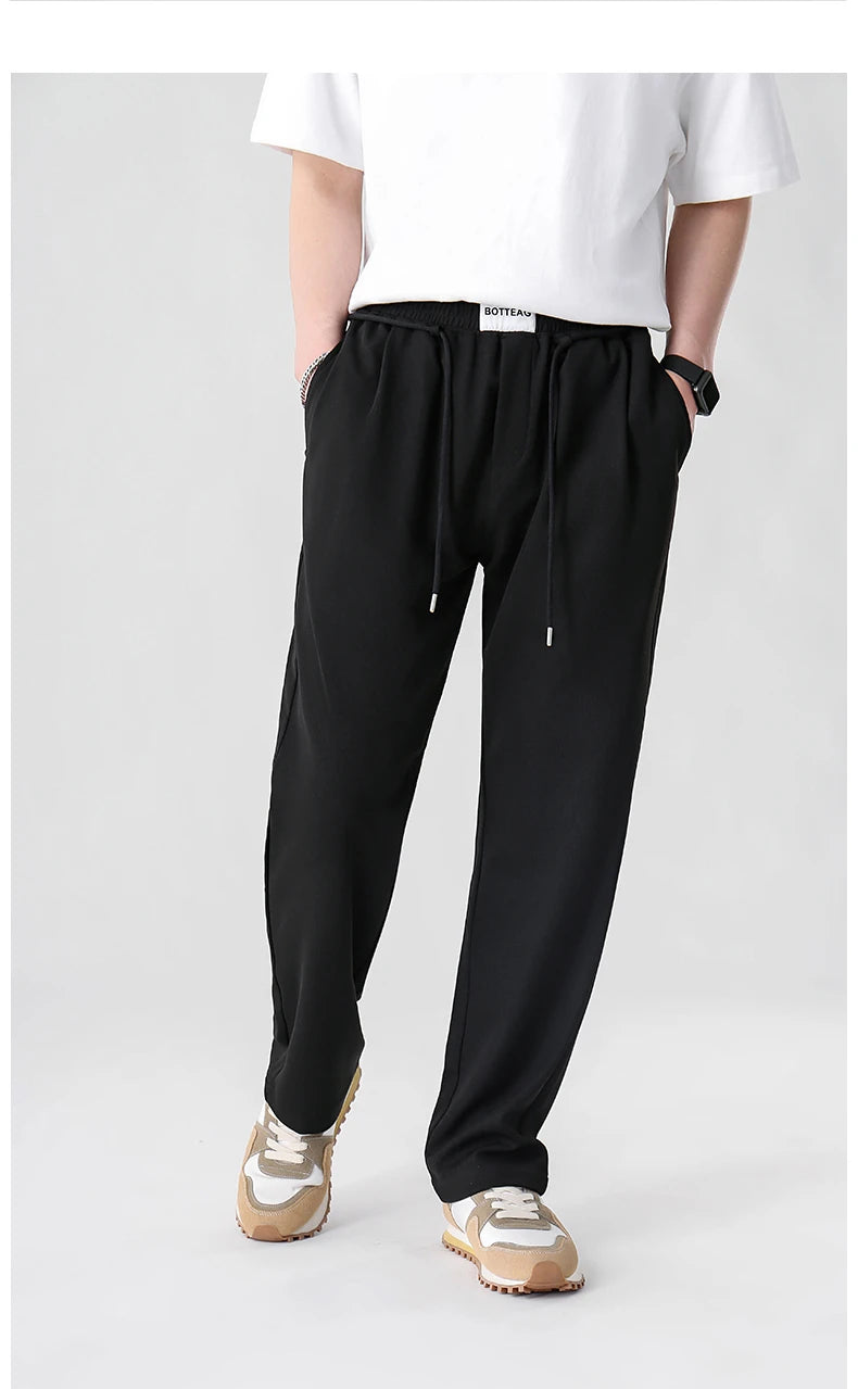 mens pants casual elastic waist drawstring straight trousers streetwear new fashion traf homme pants unique default style 3293