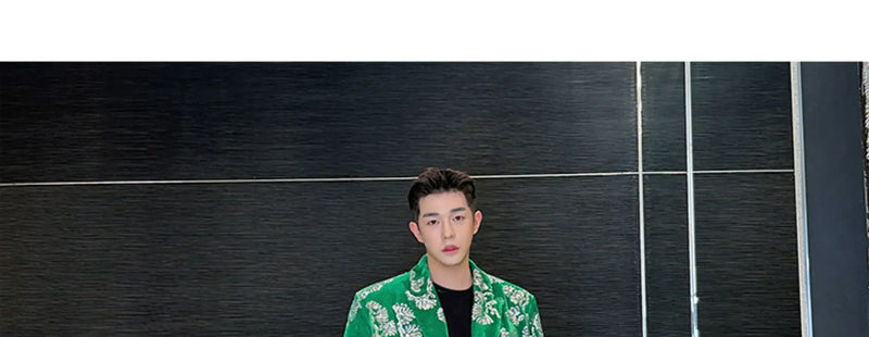 men sequin embroidery velvet loose casual 2 pieces suits blazers jacket pant sets stage party dress suits performance costumes unique default style 2841